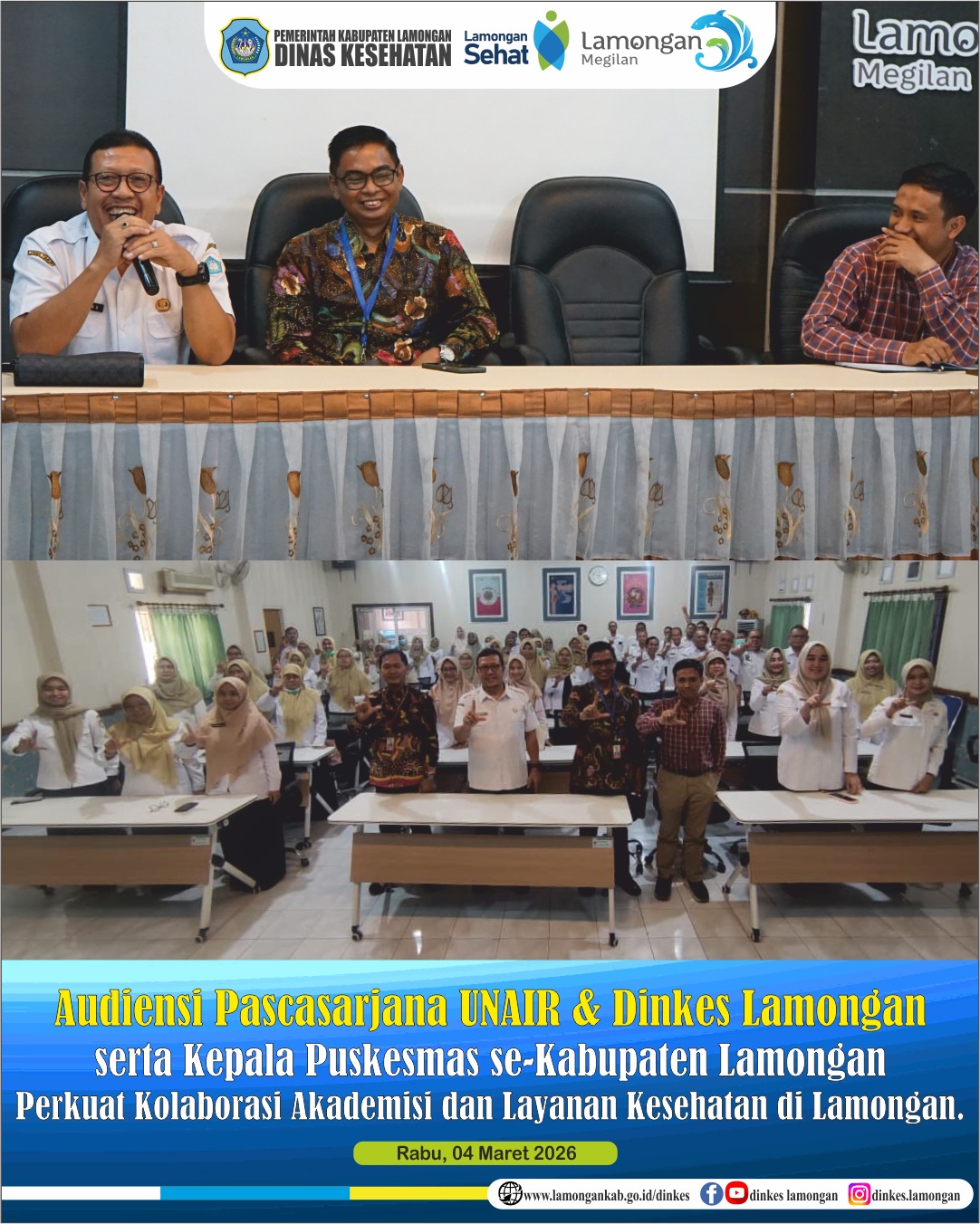 Foto: Audiensi Pascasarjana UNAIR & Dinkes Lamongan Perkuat Kolaborasi Akademisi dan Layanan Kesehatan di Lamongan.