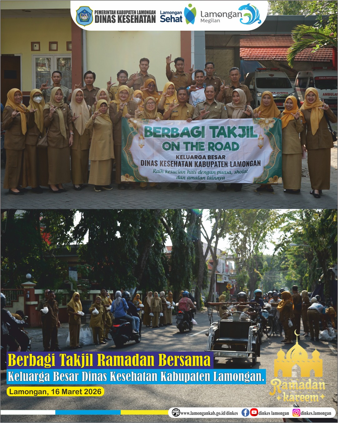 Foto: Berbagi Takjil Ramadan Bersama Keluarga Besar Dinas Kesehatan Kabupaten Lamongan.