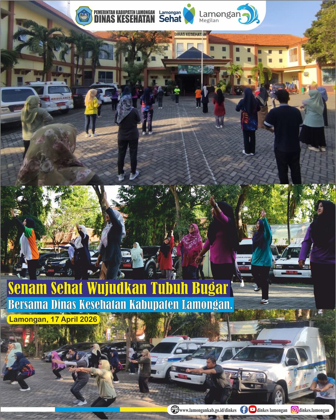 Foto: Senam Sehat Jumat Pagi, Wujudkan Tubuh Bugar Bersama Dinkes Lamongan 💪🌿