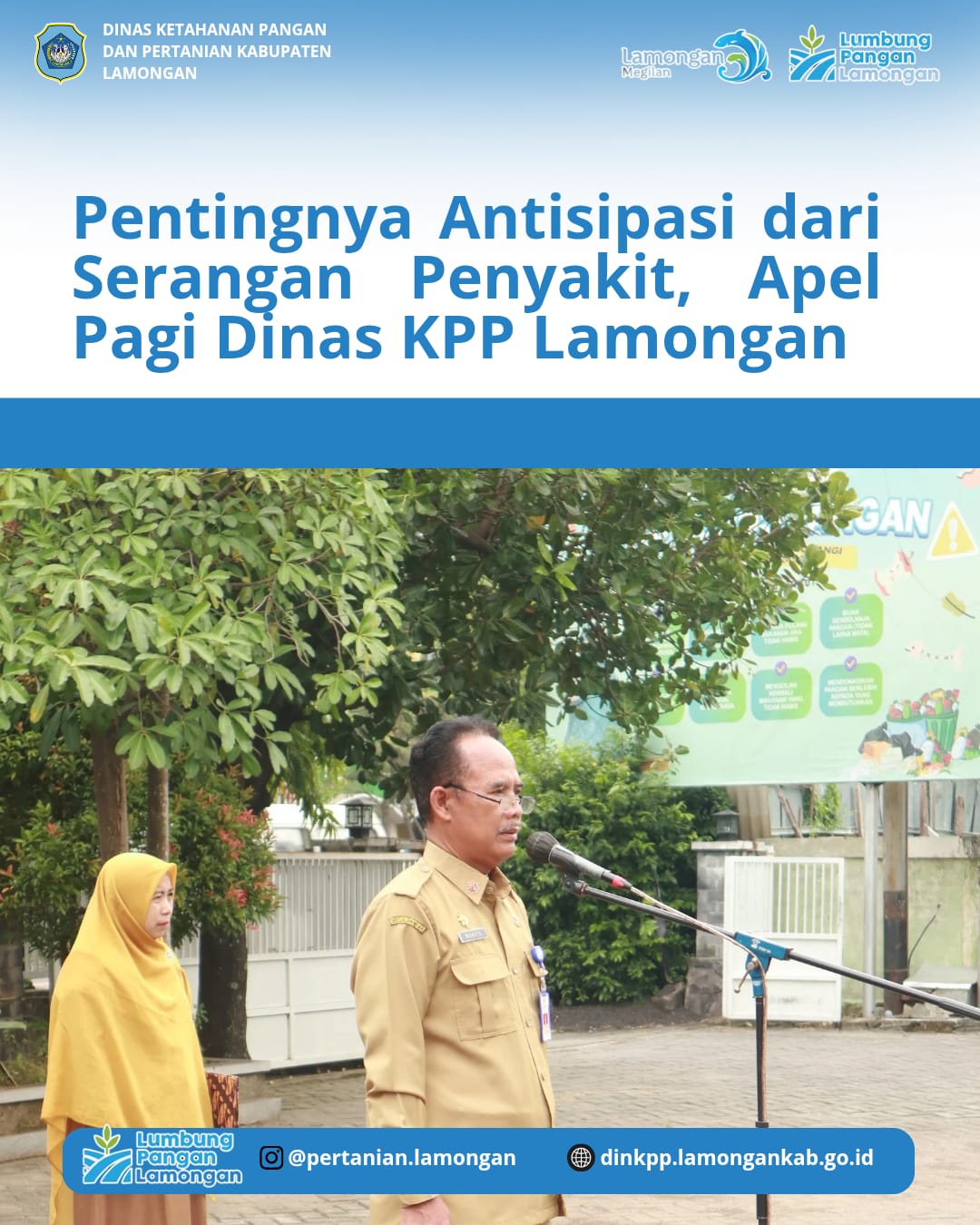 Foto: Lamongan - Dinas Ketahanan Pangan dan Pertanian Kabupaten Lamongan melaksanakan Apel Pagi pada Senin 09 Februari 2026 pukul 07.30 WIB di halaman kantor.