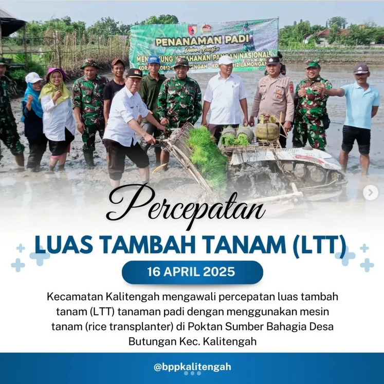 Kalitengah Awali Percepatan Luas Tambah Tanam (LTT) Padi Gunakan Mesin Transplanter