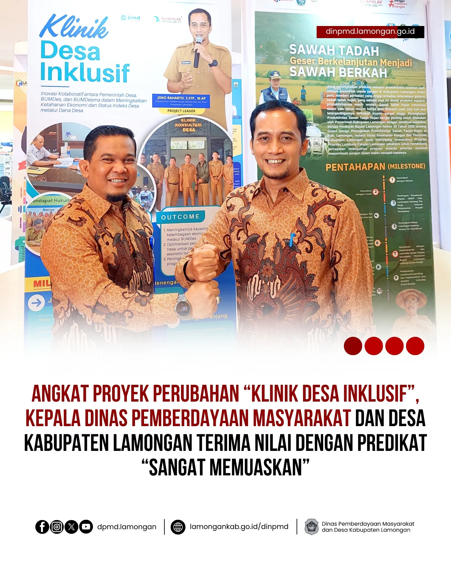 Foto: ANGKAT PROYEK PERUBAHAN “KLINIK DESA INKLUSIF”, KEPALA DINAS PEMBERDAYAAN MASYARAKAT DAN DESA KABUPATEN LAMONGAN TERIMA NILAI DENGAN PREDIKAT “SANGAT MEMUASKAN”