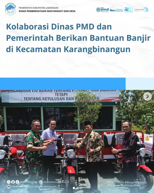 Foto: KOLABORASI DINAS PMD DAN PEMERINTAH BERIKAN BANTUAN BANJIR DI KECAMATAN KARANGBINANGUN