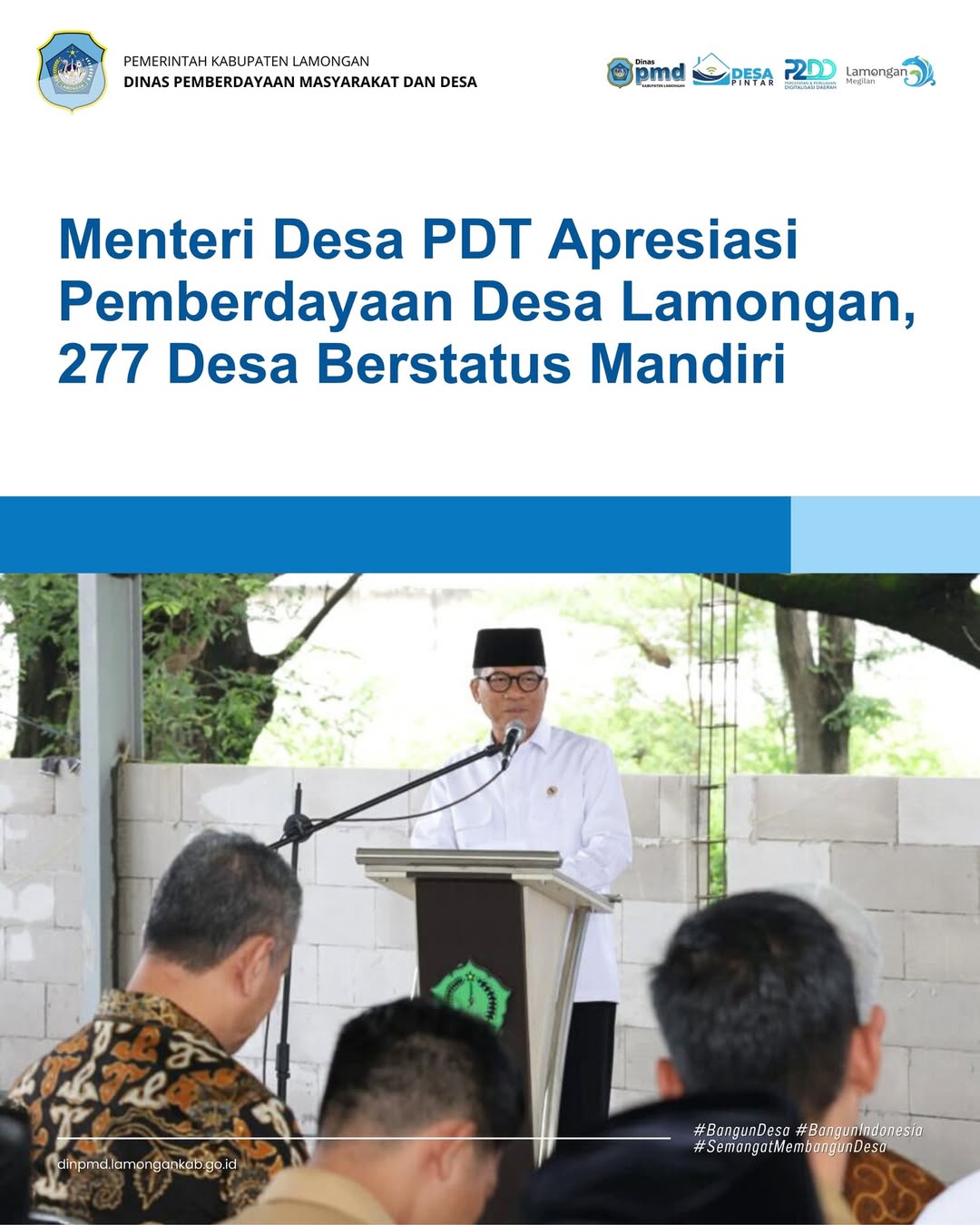 Foto: MENTERI DESA PDT APRESIASI PEMBERDAYAAN DESA LAMONGAN, 277 DESA BERSTATUS MANDIRI