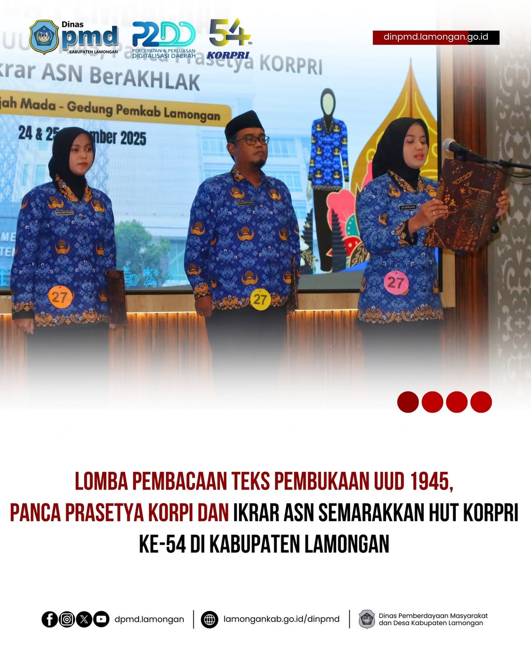 LOMBA PEMBACAAN TEKS PEMBUKAAN UUD 1945, PANCA PRASETYA KORPI DAN IKRAR ASN SEMARAKKAN HUT KORPRI...
