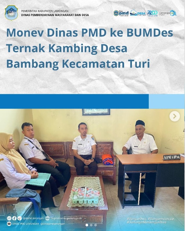 Foto: MONEV DINAS PMD KE BUMDES TERNAK KAMBING DESA BAMBANG KECAMATAN TURI