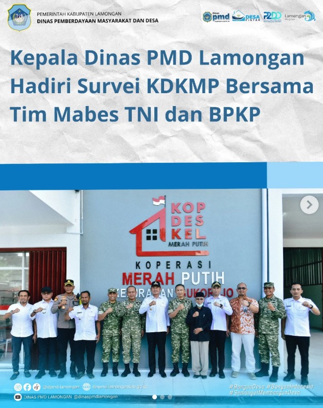 Foto: KEPALA DINAS PMD LAMONGAN HADIRI SURVEI KDKMP BERSAMA TIM MABES TNI DAN BPKP