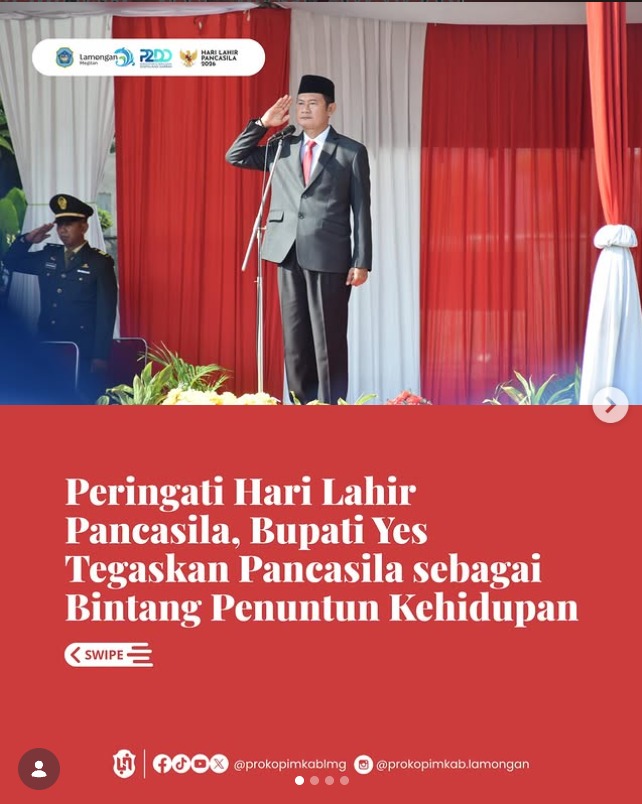 PERINGATI HARI LAHIR PANCASILA, BUPATI YES TEGASKAN PANCASILA SEBAGAI BINTANG PENUNTUN KEHIDUPAN