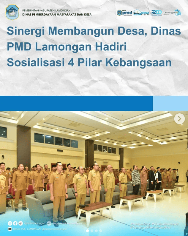 Foto: SINERGI MEMBANGUN DESA, DINAS PMD LAMONGAN HADIRI SOSIALISASI 4 PILAR KEBANGSAAN