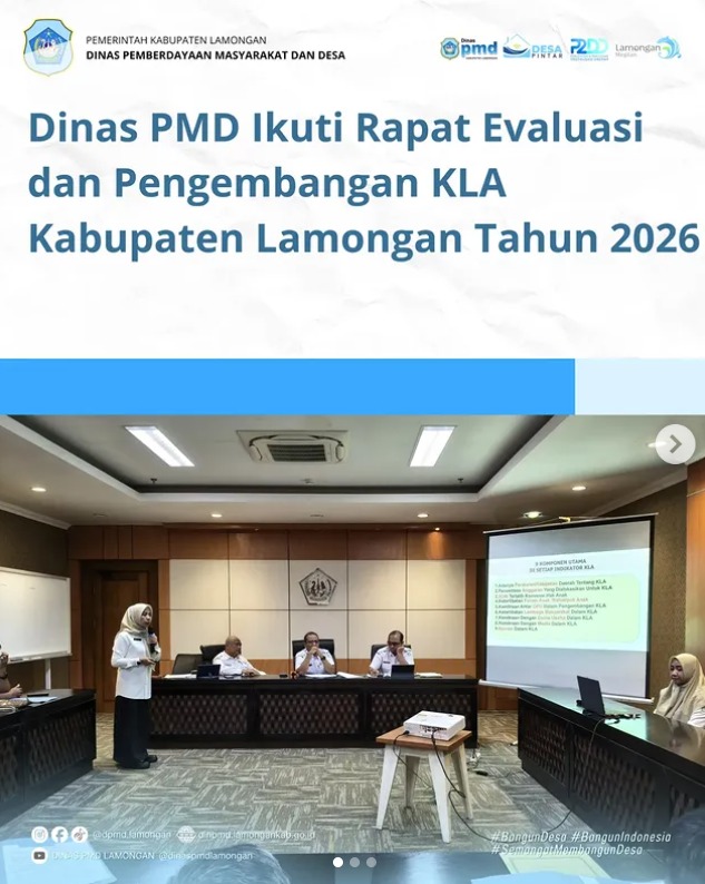 Foto: DINAS PMD IKUTI RAPAT EVALUASI DAN PENGEMBANGAN KLA KABUPATEN LAMONGAN TAHUN 2026