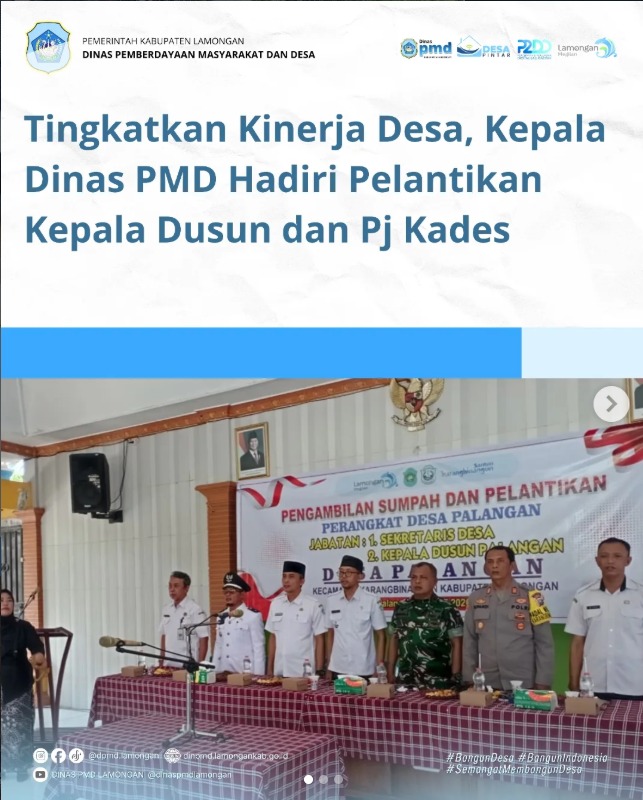 Foto: TINGKATKAN KINERJA DESA, KEPALA DINAS PMD HADIRI PELANTIKAN KEPALA DUSUN DAN PJ KADES
