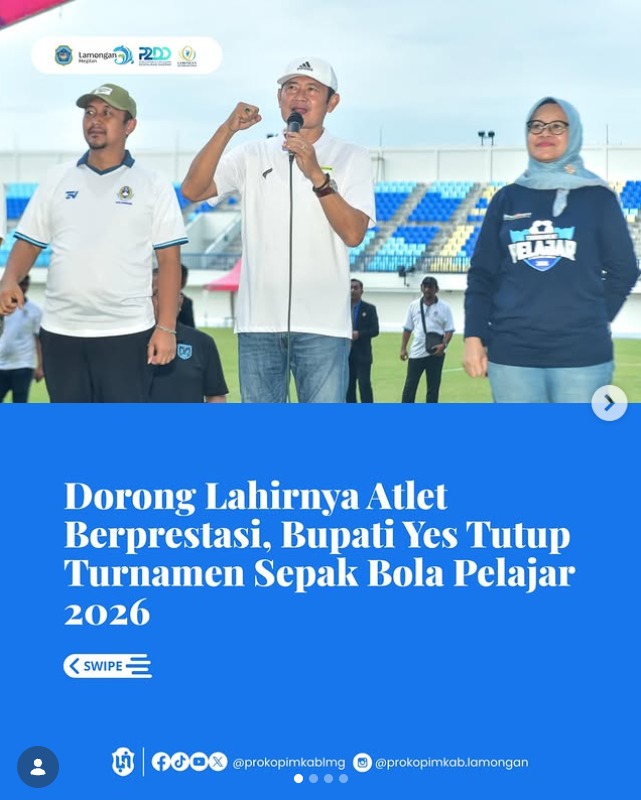 Foto: DORONG LAHIRNYA ATLET BERPRESTASI, BUPATI YES TUTUP TURNAMEN SEPAK BOLA PELAJAR 2026