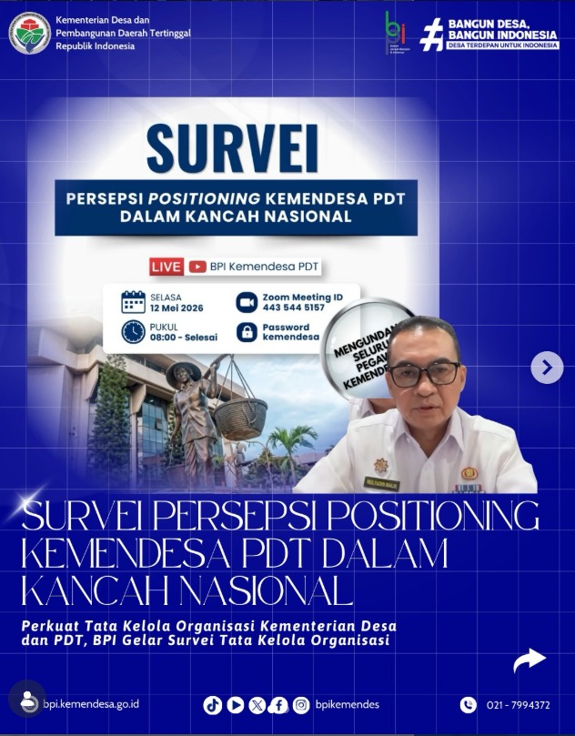 Foto: SURVEI PERSEPSI POSITIONING KEMENDESA PDT DALAM KANCAH NASIONAL