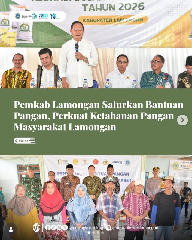 Foto: PEMKAB LAMONGAN SALURKAN BANTUAN PANGAN, PERKUAT KETAHANAN PANGAN MASYARAKAT LAMONGAN