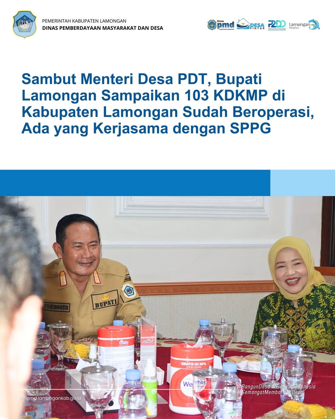 Foto: SAMBUT MENTERI DESA PDT, BUPATI LAMONGAN SAMPAIKAN 103 KDKMP DI KABUPATEN LAMONGAN SUDAH BEROPERASI, ADA YANG KERJASAMA DENGAN SPPG