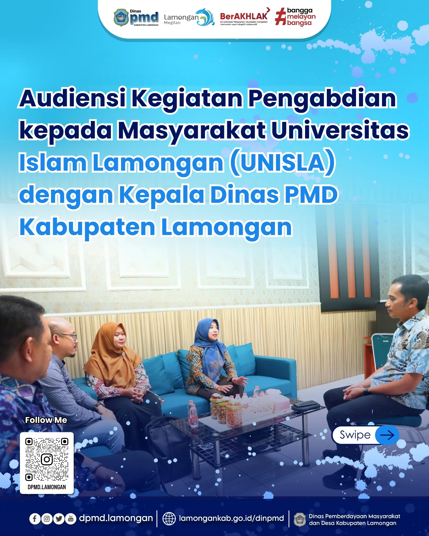 AUDIENSI KEGIATAN PENGABDIAN KEPADA MASYARAKAT UNIVERSITAS ISLAM LAMONGAN (UNISLA) DENGAN KEPALA DINAS PMD KABUPATEN LAMONGAN