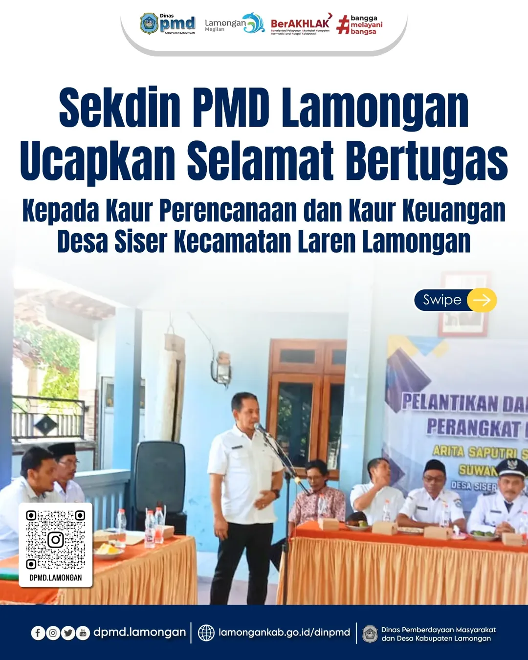SEKDIN PMD LAMONGAN UCAPKAN SELAMAT BERTUGAS KEPADA KAUR PERENCANAAN DAN KAUR KEUANGAN DESA SISER KECAMATAN LAREN LAMONGAN