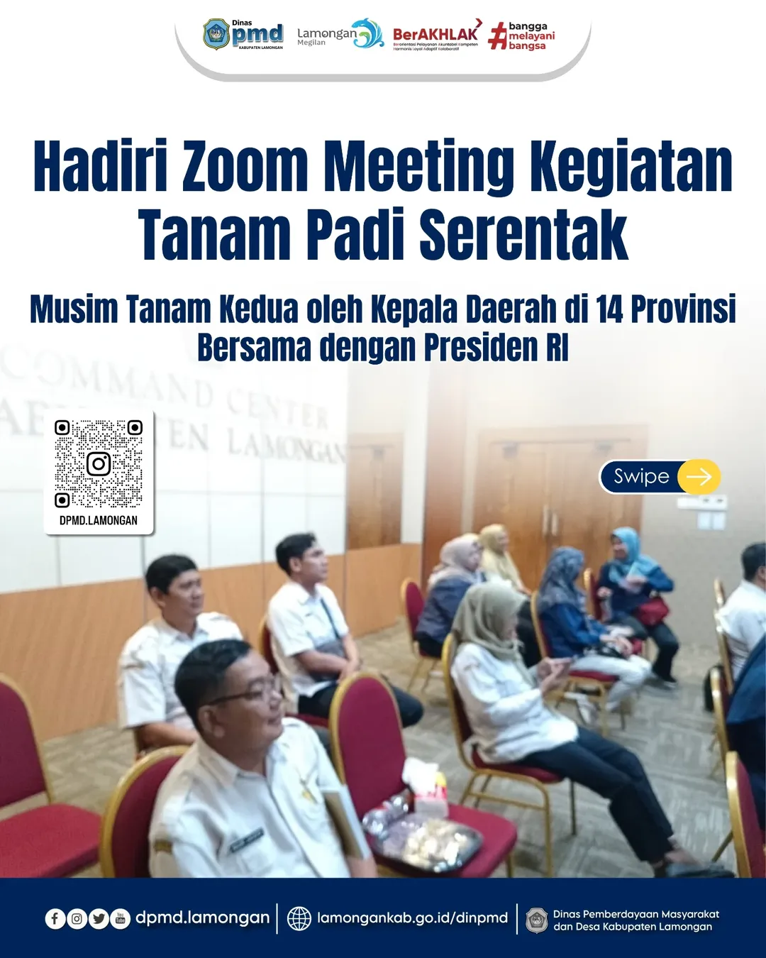 HADIRI ZOOM MEETING KEGIATAN TANAM PADI SERENTAK DI MUSIM TANAM KEDUA OLEH KEPALA DAERAH DI 14 PROVINSI BERSAMA DENGAN PRESIDEN RI