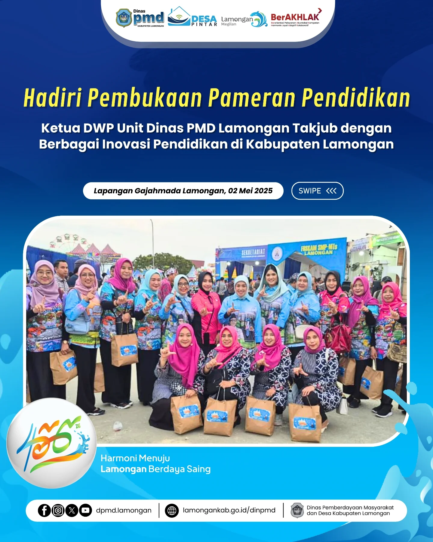 HADIRI PEMBUKAAN PAMERAN PENDIDIKAN, KETUA DWP UNIT DINAS PMD LAMONGAN TAKJUB DENGAN BERBAGAI INOVASI PENDIDIKAN DI KABUPATEN LAMONGAN