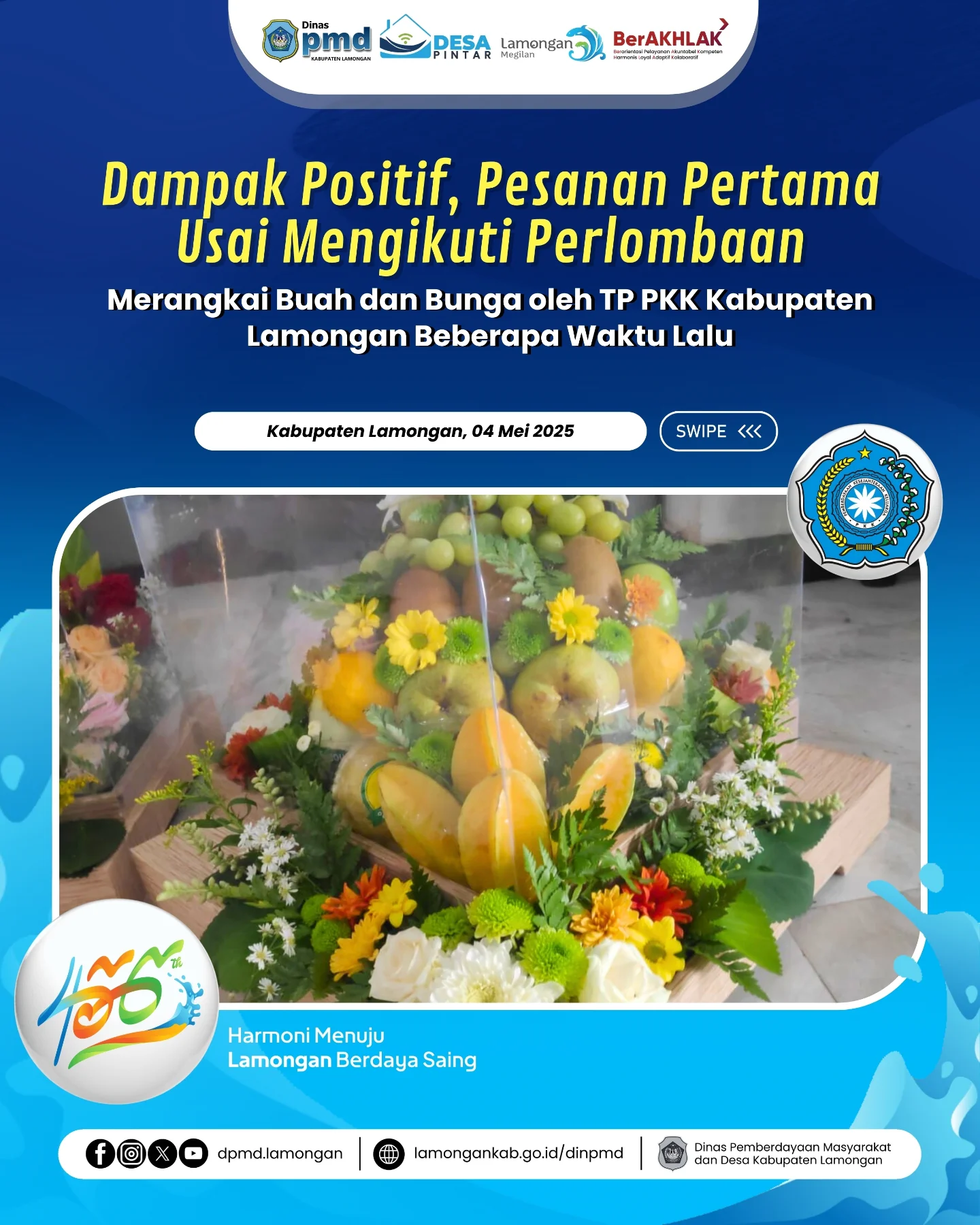 DAMPAK POSITIF, PESANAN PERTAMA USAI MENGIKUTI PERLOMBAAN MERANGKAI BUAH DAN BUNGA OLEH TP PKK KABUPATEN LAMONGAN BEBERAPA WAKTU LALU