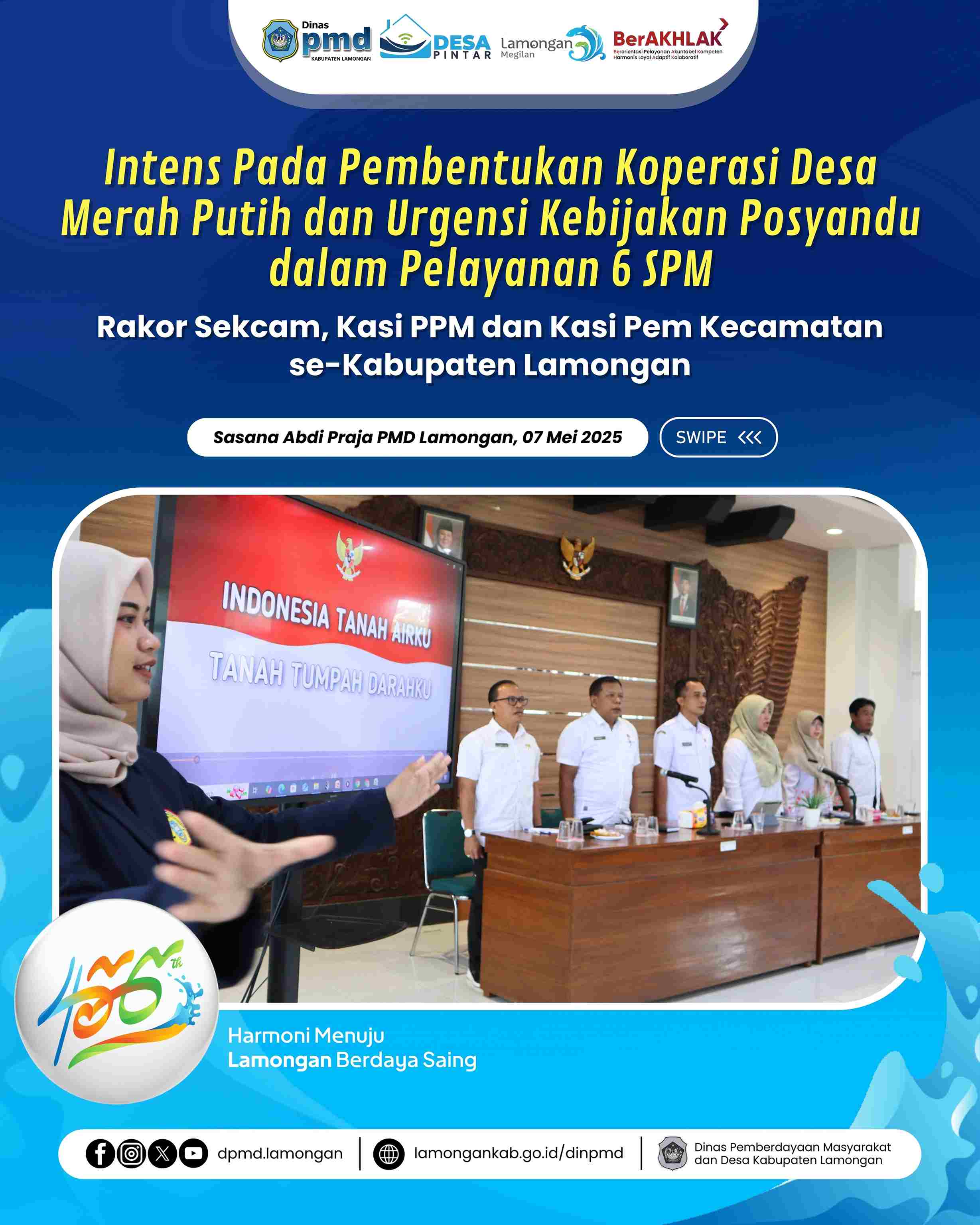 DOKUMENTASI RAPAT KOORDINASI SEKRETARIS CAMAT, KASI PPM DAN KASI PEM KECAMATAN SE-KABUPATEN LAMONGAN