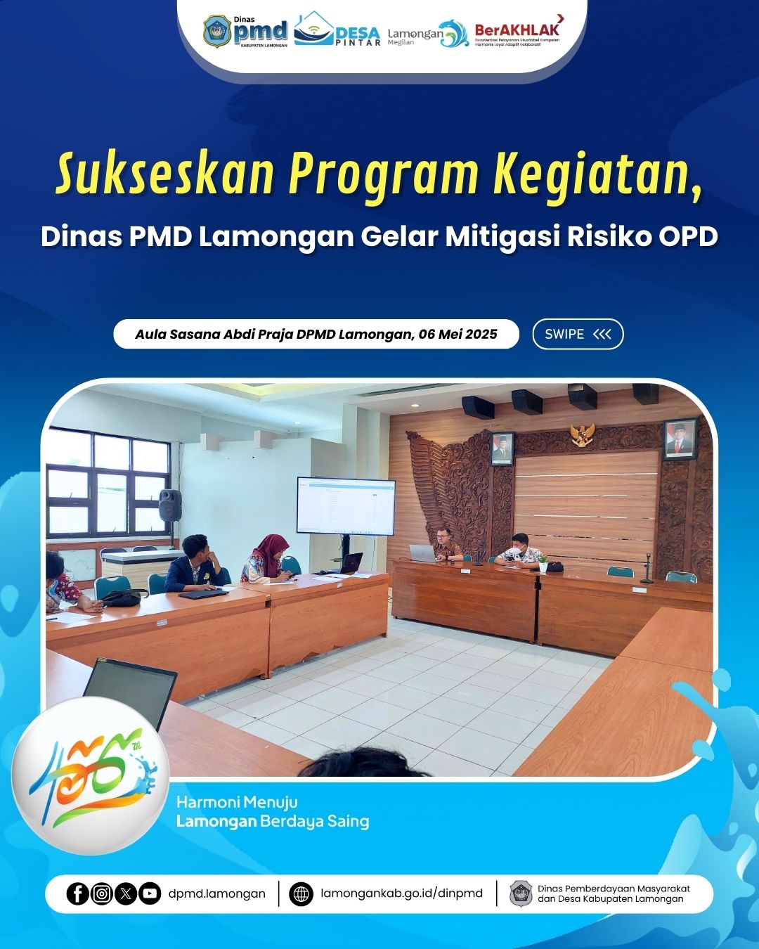 SUKSESKAN PROGRAM KEGIATAN, DINAS PMD LAMONGAN GELAR MITIGASI RISIKO OPD