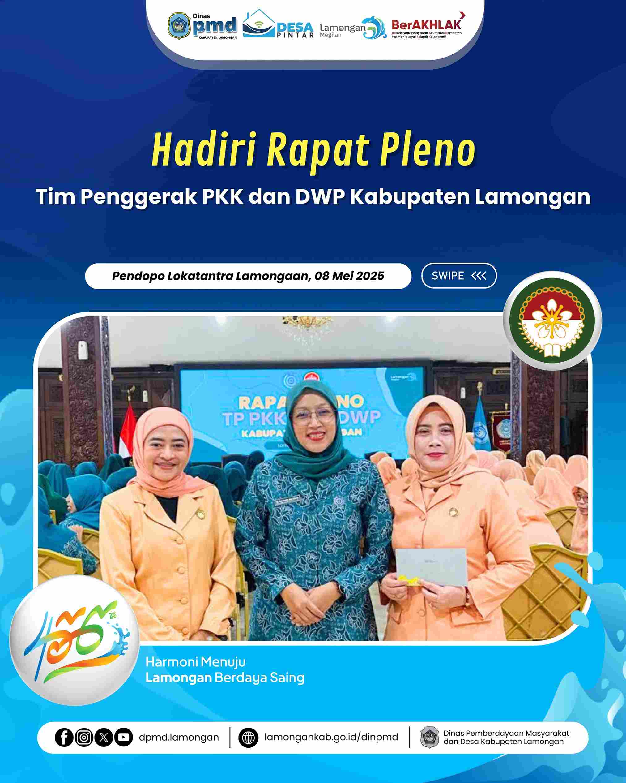 HADIRI RAPAT PLENO TIM PENGGERAK PKK DAN DWP KABUPATEN LAMONGAN