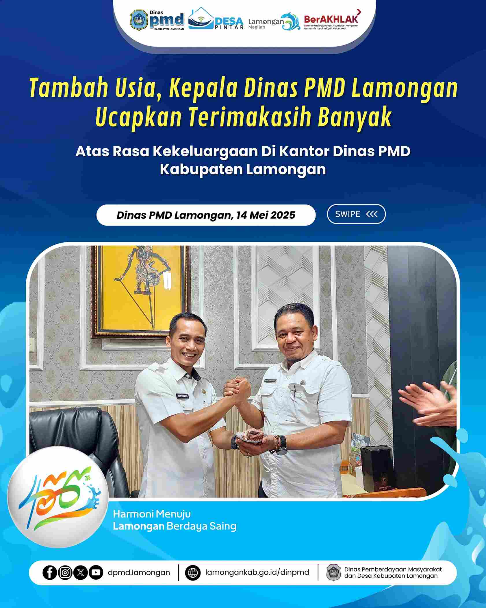 SURPRISE UNTUK KEPALA DINAS PMD LAMONGAN