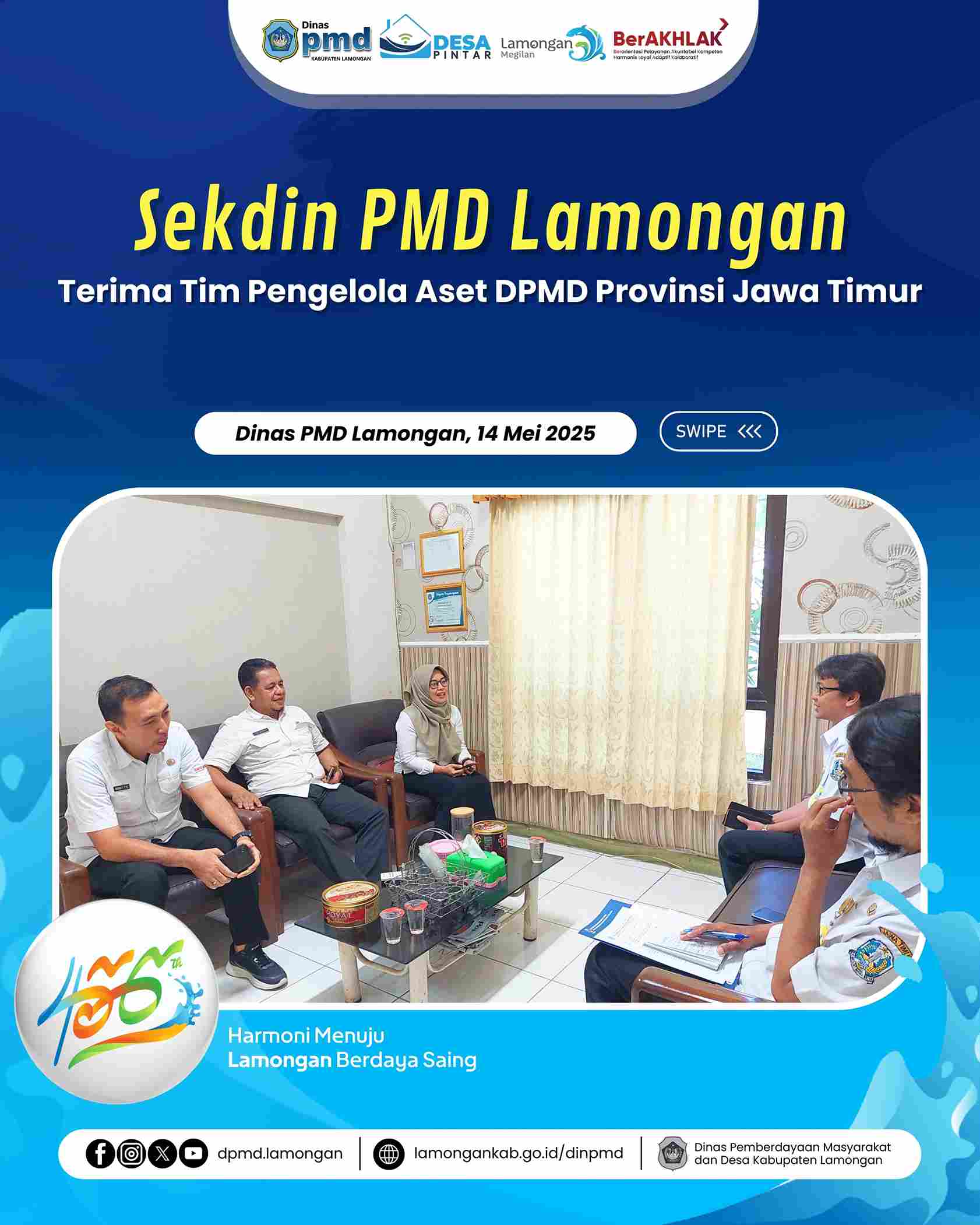 SEKDIN PMD LAMONGAN TERIMA TIM PENGELOLA ASET DPMD PROVINSI JAWA TIMUR