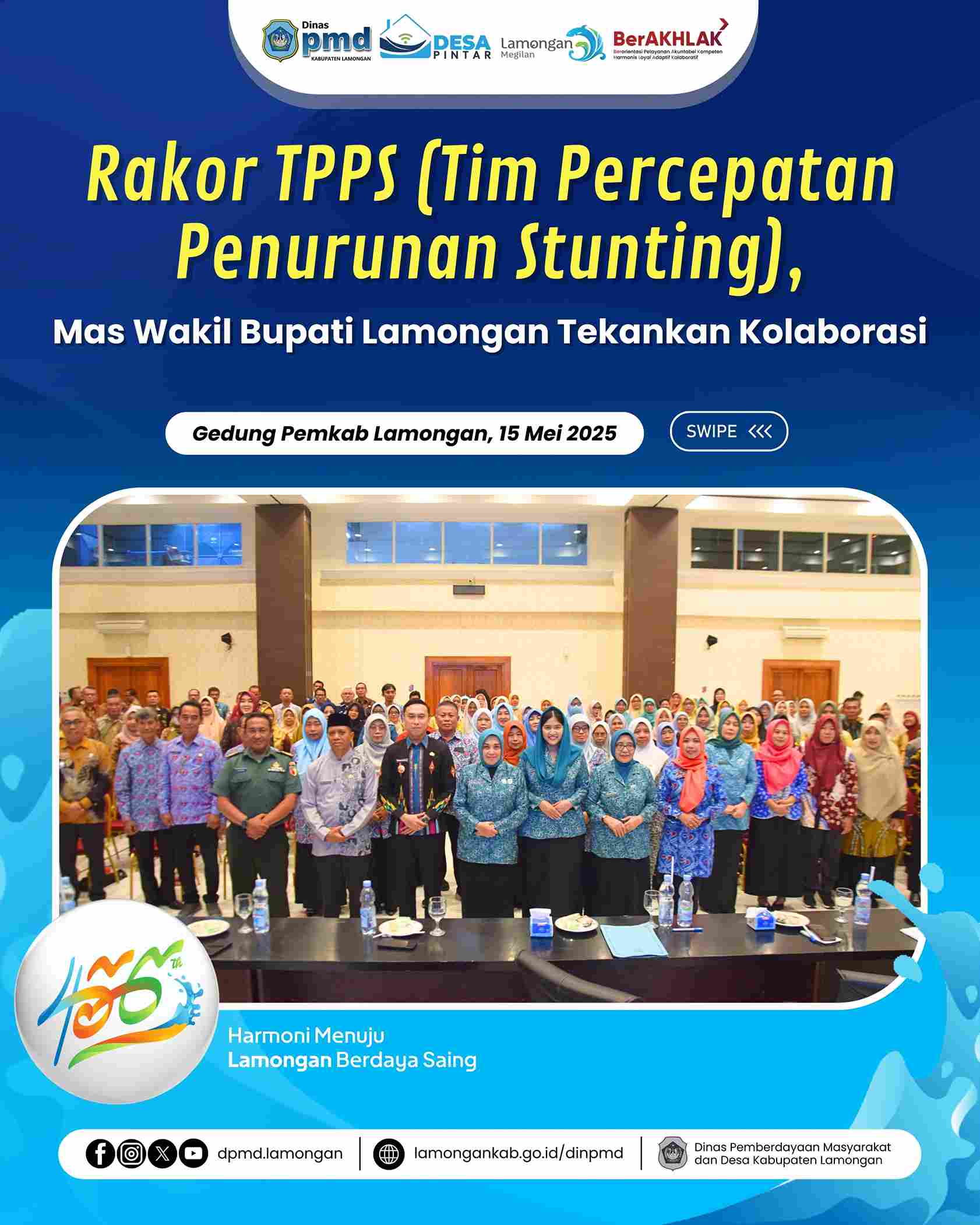 RAKOR TPPS (TIM PERCEPATAN PENURUNAN STUNTING), MAS WAKIL BUPATI LAMONGAN TEKANKAN KOLABORASI