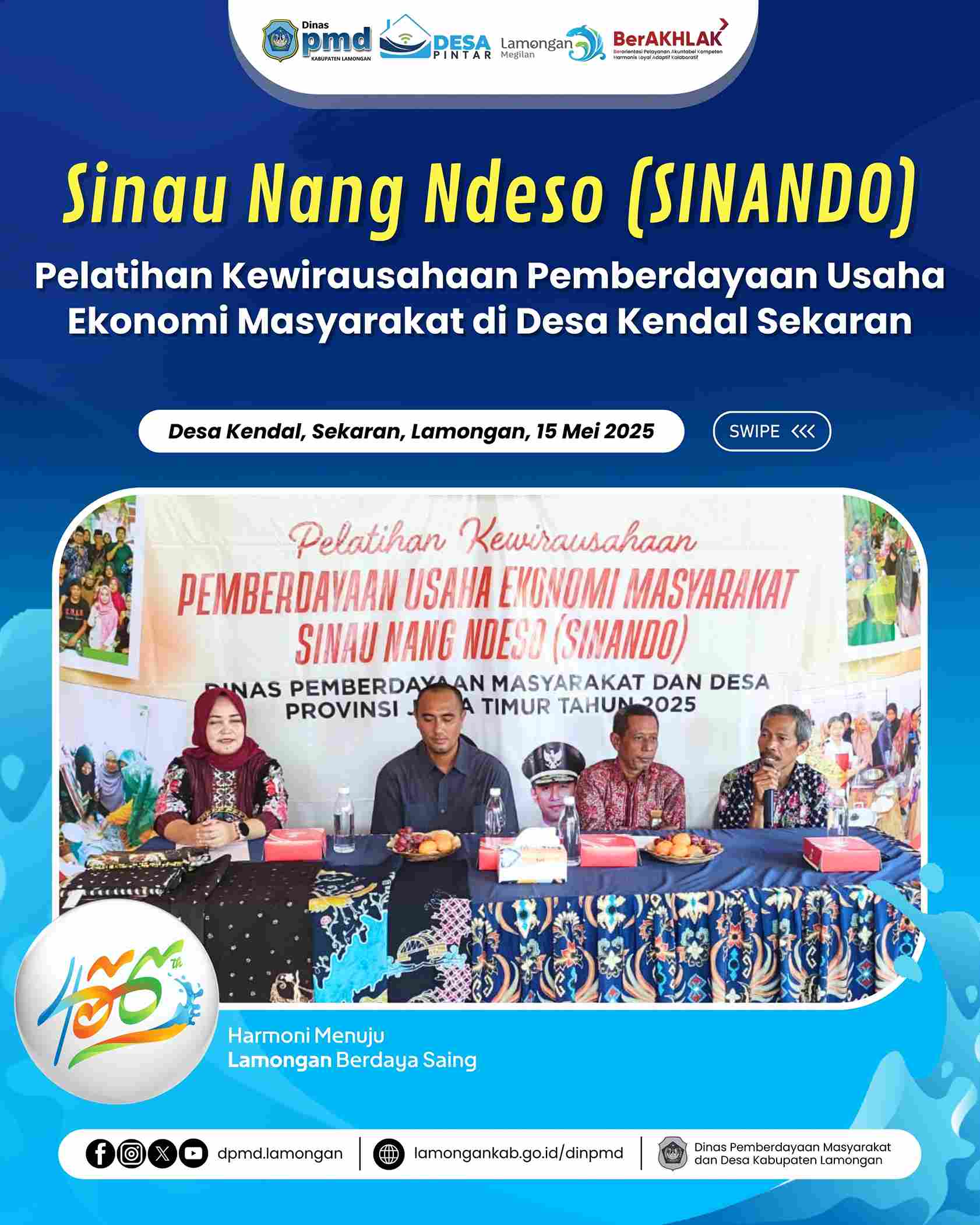 SINAU NANG NDESO (SINANDO) PELATIHAN KEWIRAUSAHAAN PEMBERDAYAAN USAHA EKONOMI MASYARAKAT DI DESA KENDAL SEKARAN