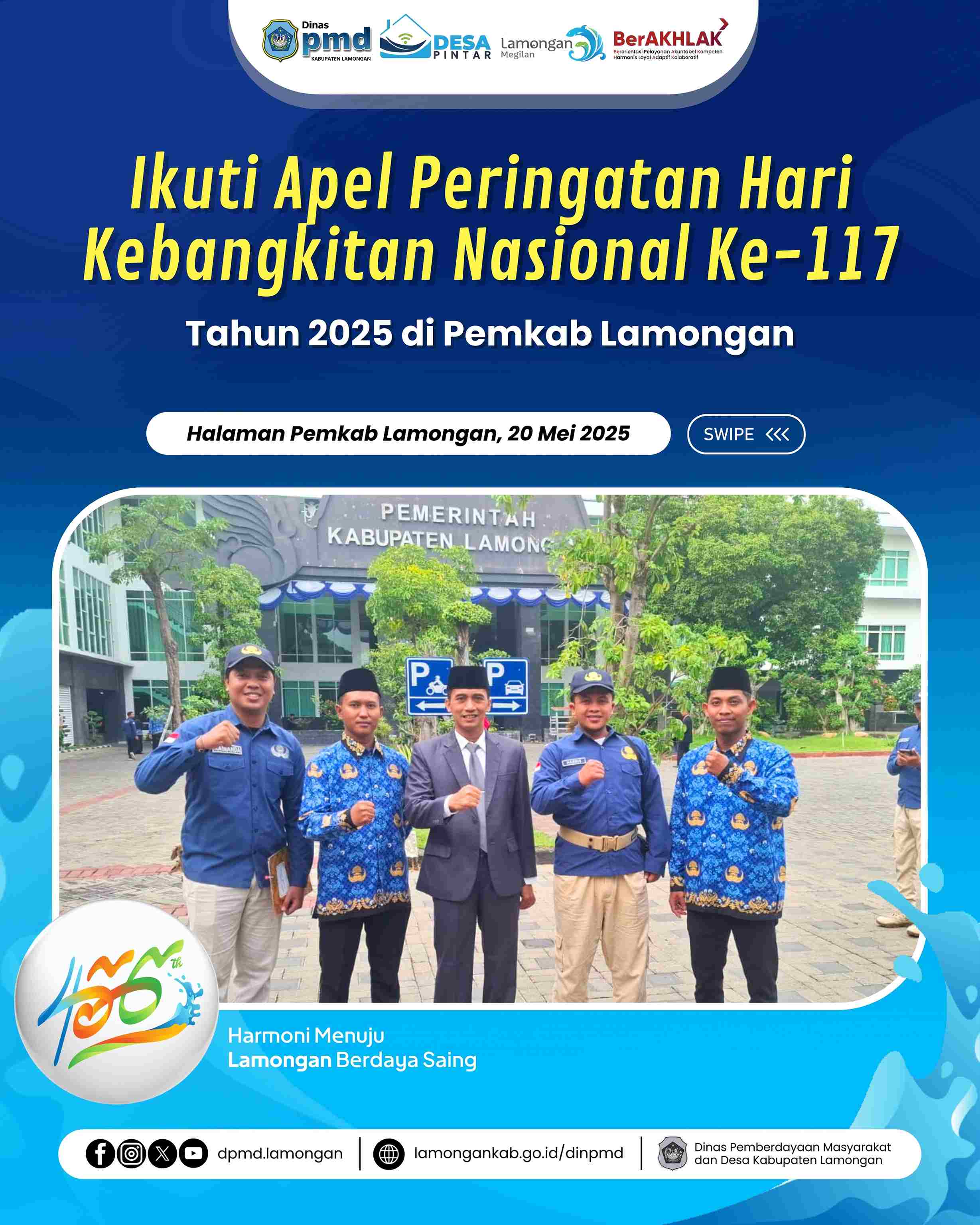 IKUTI APEL PERINGATAN HARI KEBANGKITAN NASIONAL KE-117 TAHUN 2025 DI PEMKAB LAMONGAN