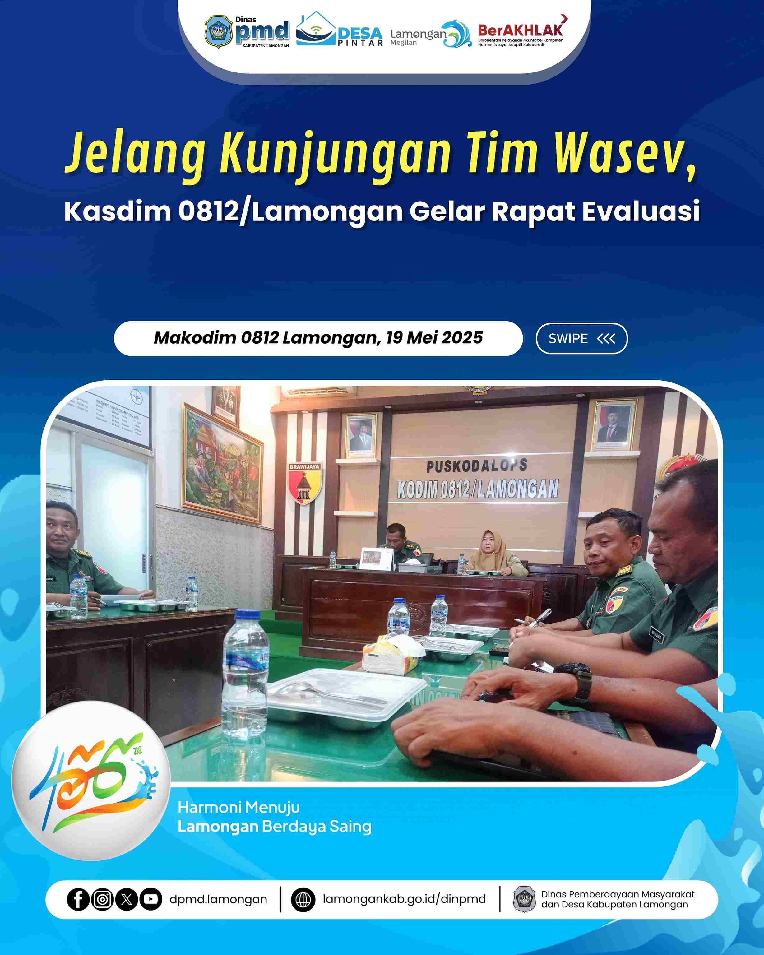 JELANG KUNJUNGAN TIM WASEV, KASDIM 0812/LAMONGAN GELAR RAPAT EVALUASI