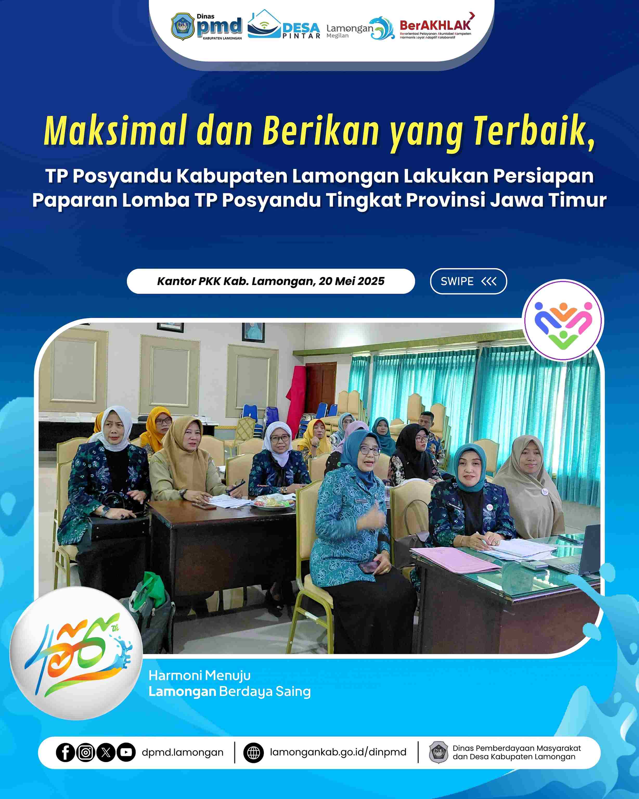 MAKSIMAL DAN BERIKAN YANG TERBAIK, TP POSYANDU KABUPATEN LAMONGAN LAKUKAN PERSIAPAN PAPARAN LOMBA TP POSYANDU TINGKAT PROVINSI JAWA TIMUR