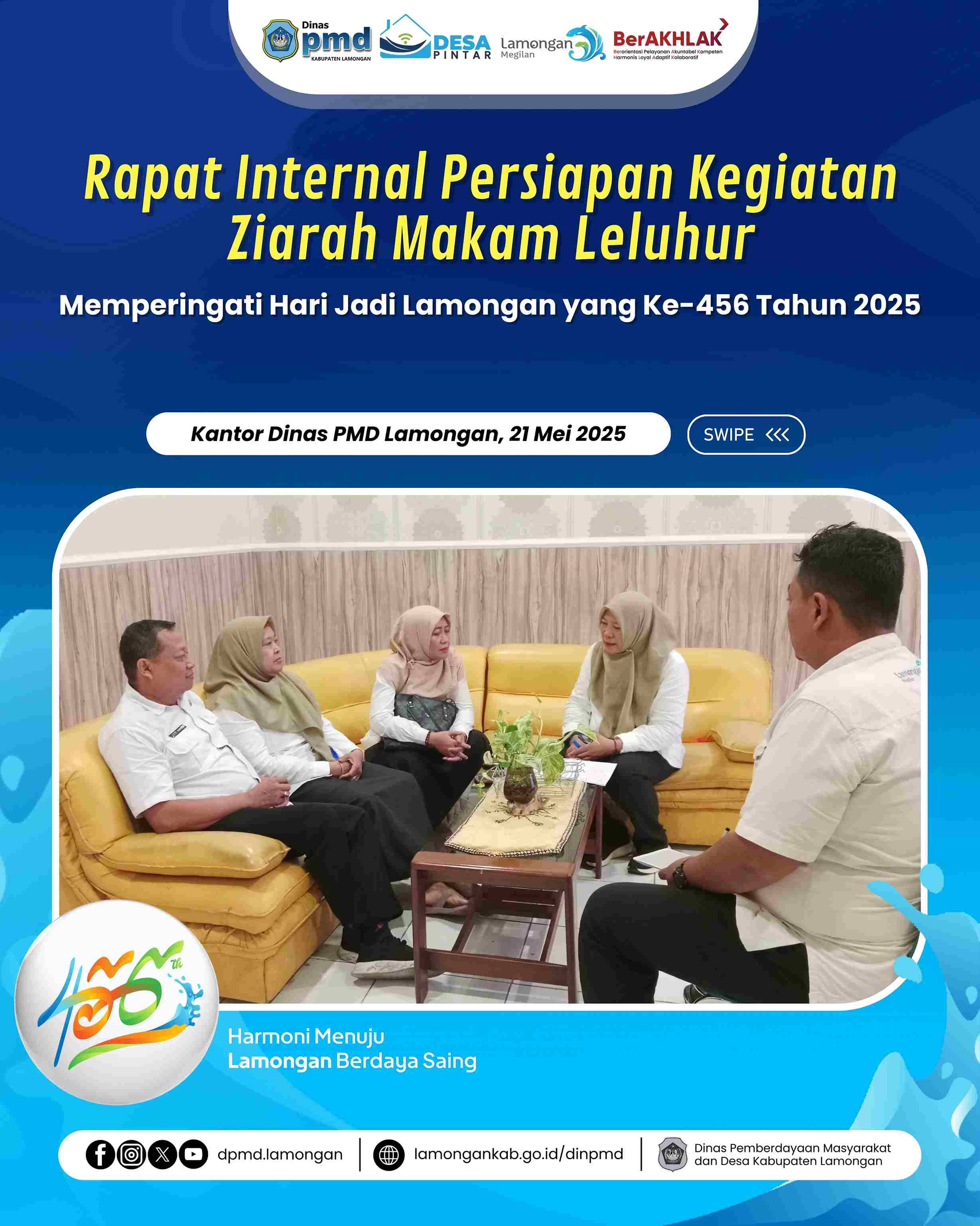 RAPAT INTERNAL PERSIAPAN KEGIATAN ZIARAH MAKAM LELUHUR MEMPERINGATI HARI JADI LAMONGAN YANG KE-456 TAHUN 2025