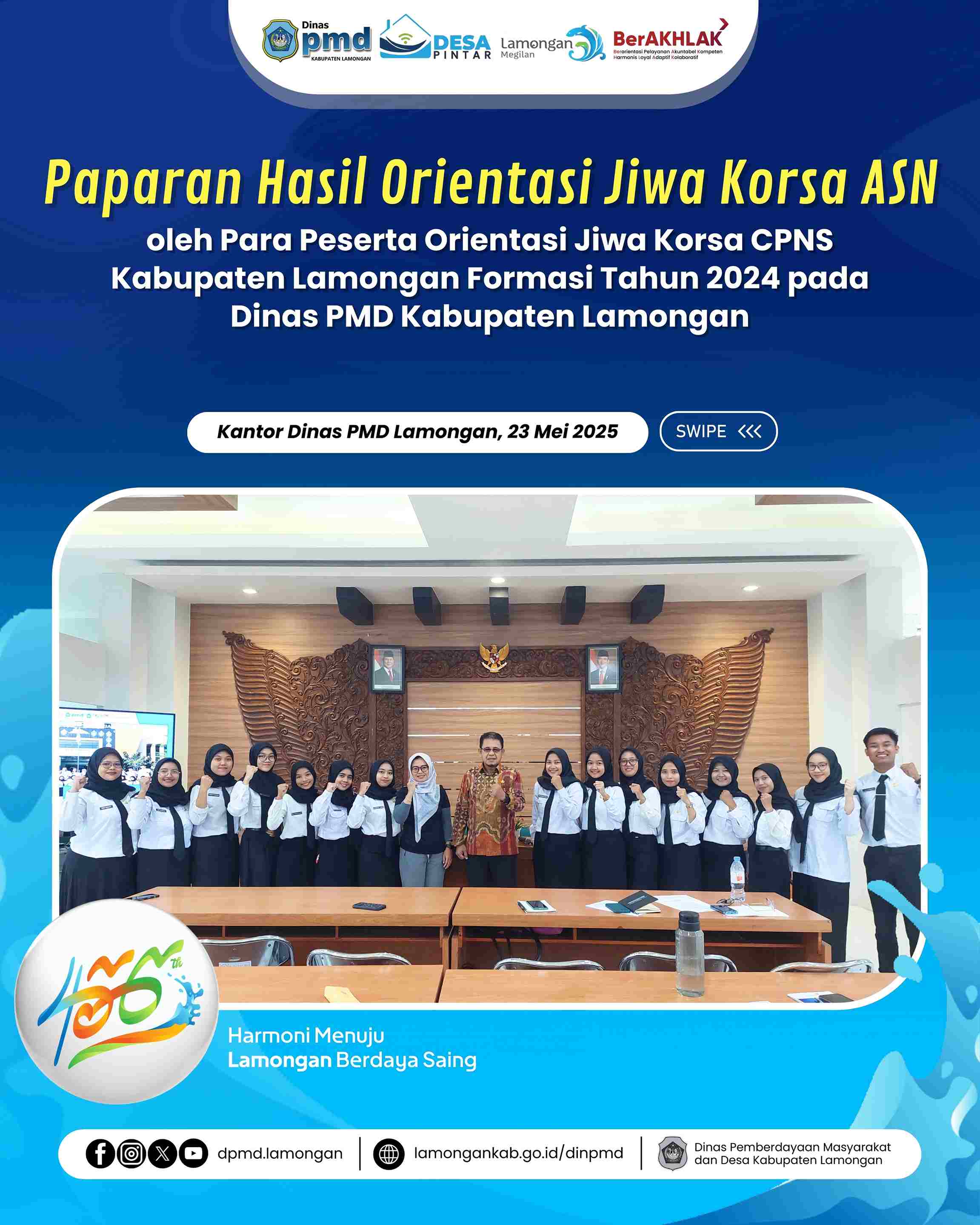PAPARAN HASIL ORIENTASI JIWA KORSA OLEH PARA PESERTA ORIENTASI JIWA KORSA CPNS KABUPATEN LAMONGAN FORMASI TAHUN 2024 PADA DINAS PMD KABUPATEN LAMONGAN