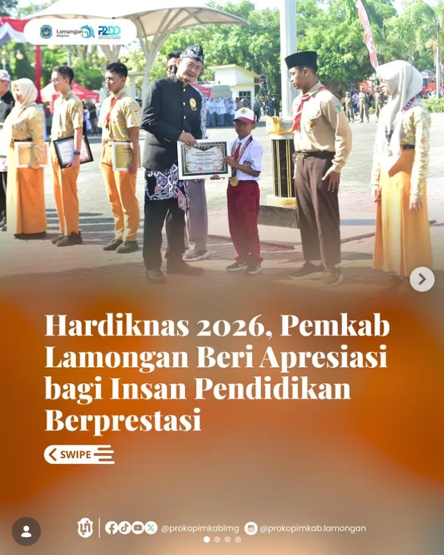 Foto: HARDIKNAS 2026, PEMKAB LAMONGAN BERI APRESIASI BAGI INSAN PENDIDIKAN BERPRESTASI
