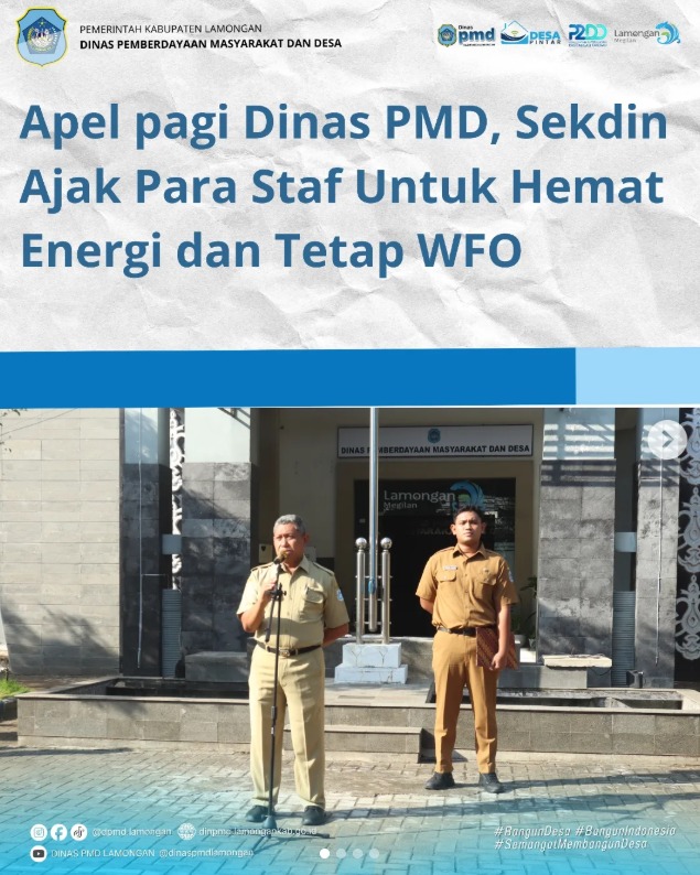 Foto: APEL PAGI DINAS PMD, SEKDIN AJAK PARA STAF UNTUK HEMAT ENERGI DAN TETAP WFO