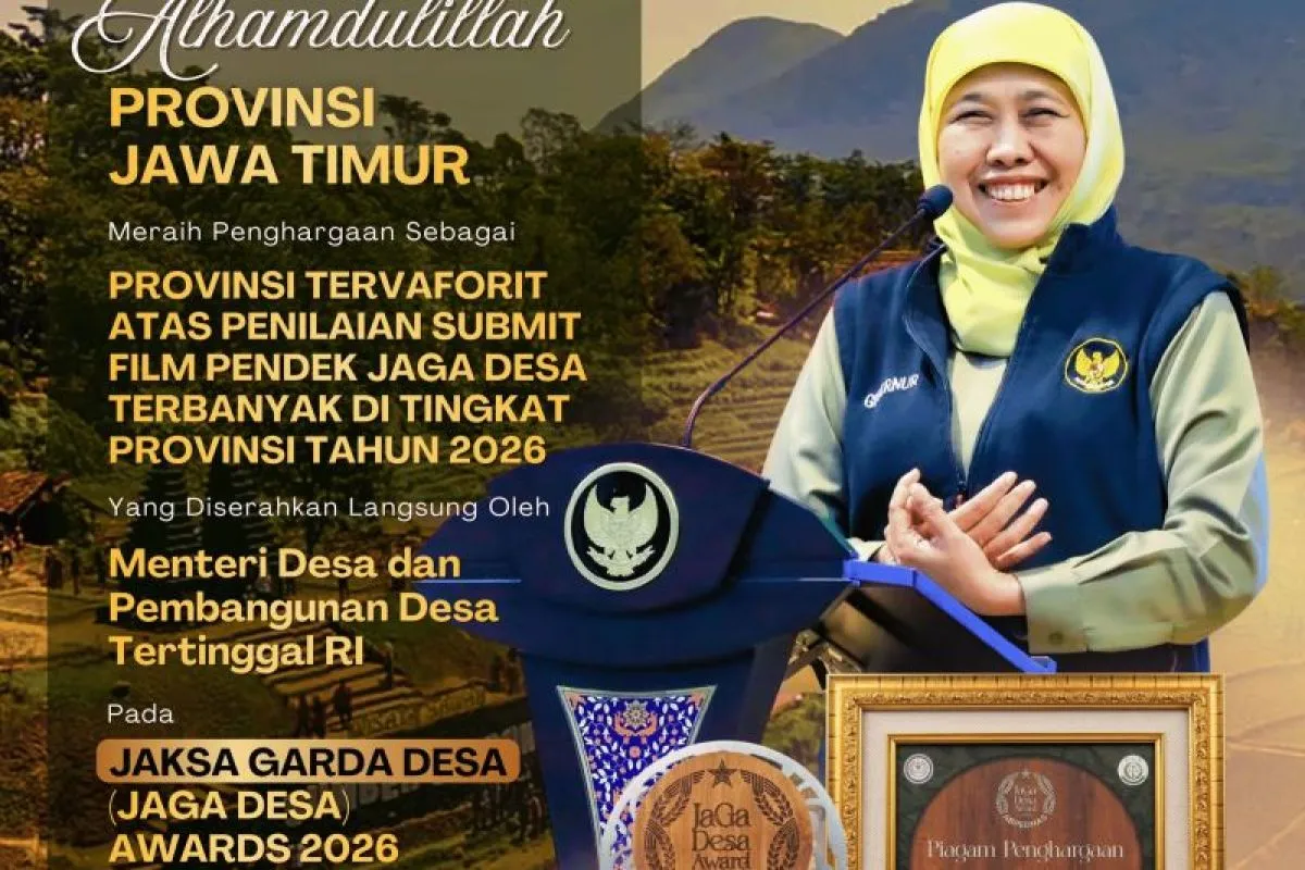 Foto: PEMPROV JATIM RAIH PENGHARGAAN PROVINSI TERFAVORIT JAGA DESA AWARD 2026