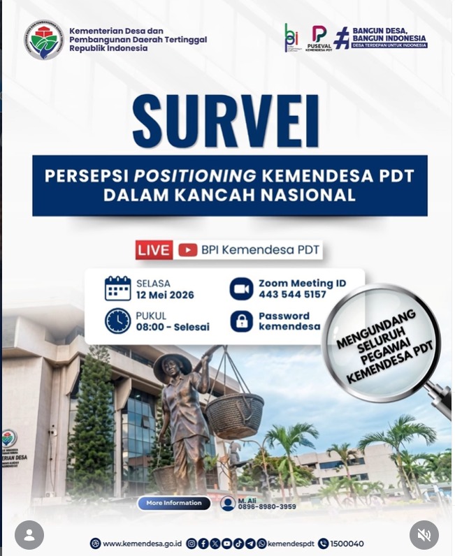Foto: SURVEI PERSEPSI POSITIONING KEMENDESA PDT DALAM KANCAH NASIONAL