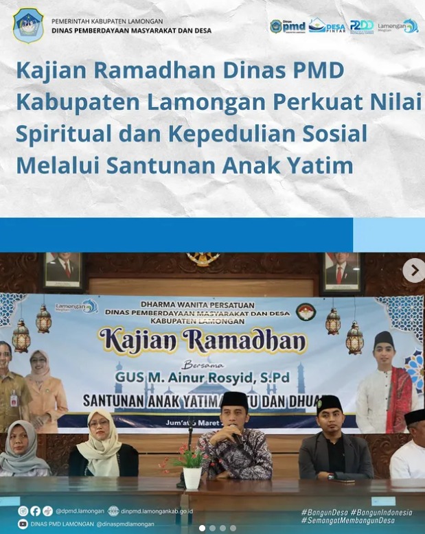 Foto: KAJIAN RAMADHAN DINAS PMD LAMONGAN: PERKUAT NILAI SPIRITUAL DAN KEPEDULIAN SOSIAL MELALUI SANTUNAN ANAK YATIM