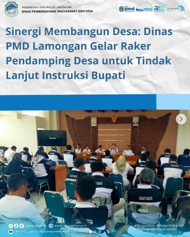 Foto: SINERGI MEMBANGUN DESA: DINAS PMD LAMONGAN GELAR RAKER PENDAMPINGAN DESA UNTUK TINDAK LANJUT INSTRUKSI BUPATI