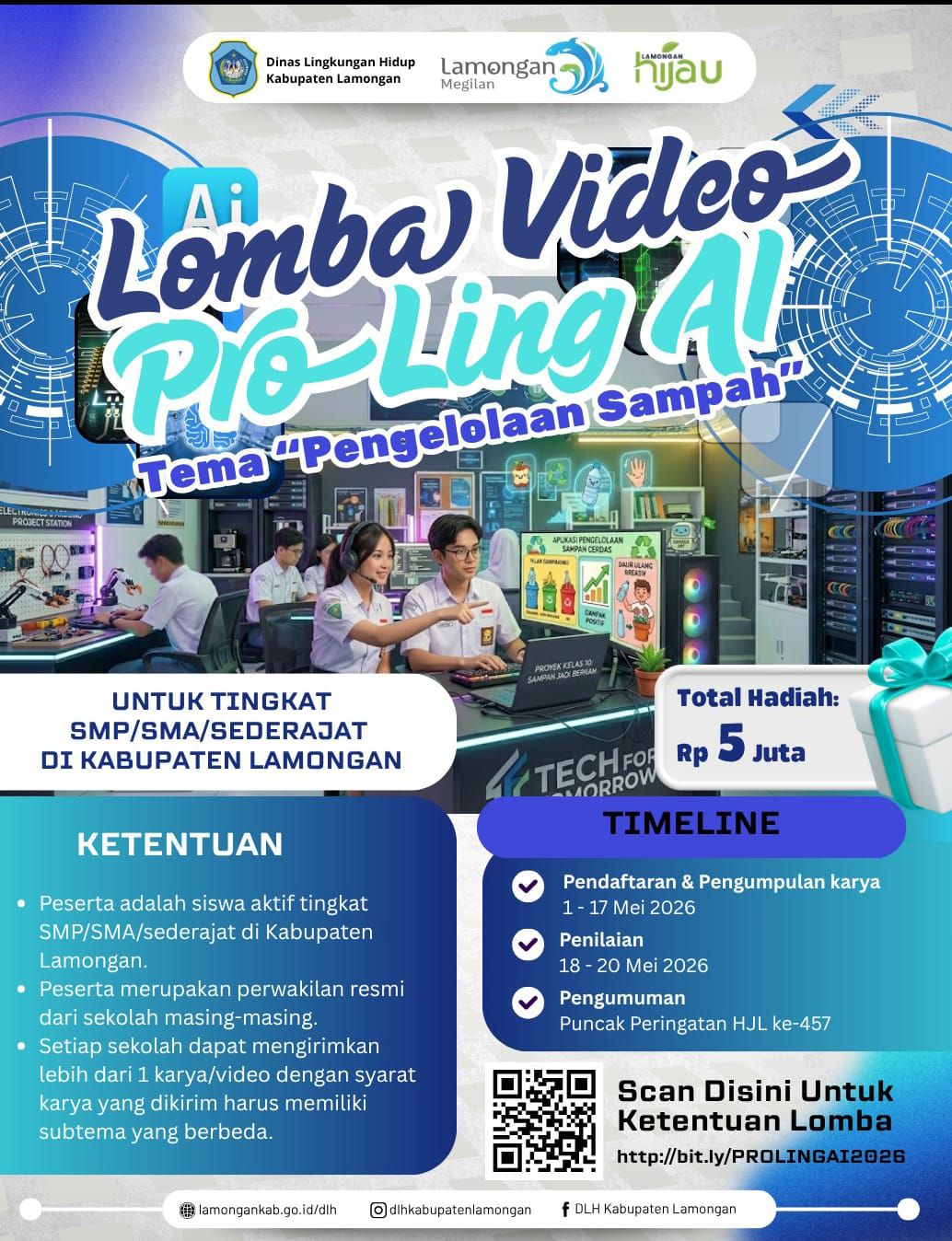 Foto: AJAK GENERASI MUDA PEDULI LINGKUNGAN, DLH LAMONGAN GELAR LOMBA VIDEO PROLING AI 2026