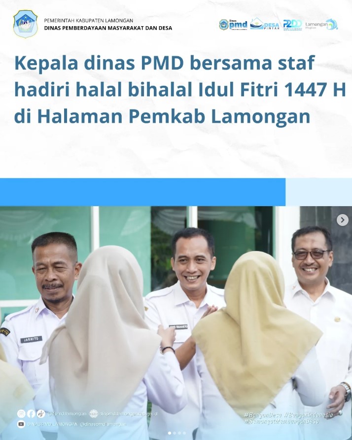Foto: KEPALA DINAS PMD BERSAMA STAF HADIRI HALAL BIHALAL IDUL FITRI 1447 H DI PEMKAB LAMONGAN