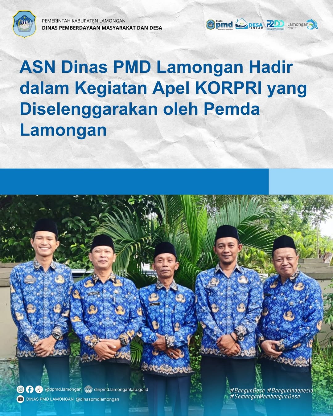 ASN DINAS PMD LAMONGAN HADIR DALAM KEGIATAN APEL KORPRI YANG DISELENGGARAKAN OLEH PEMDA LAMONGAN