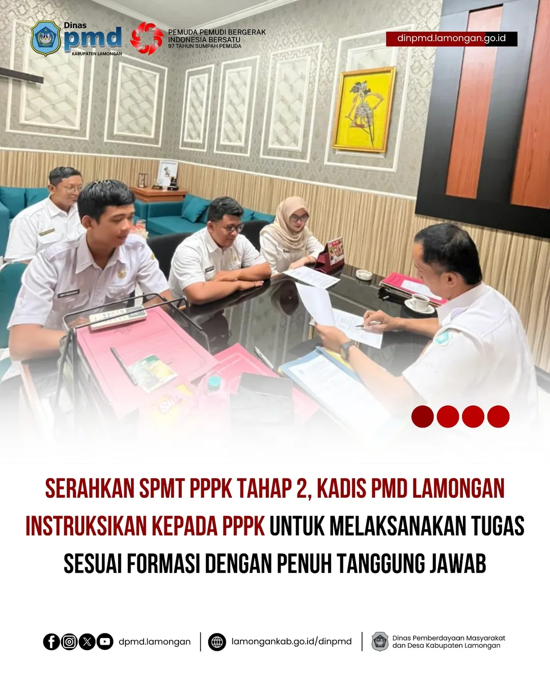 Foto: SERAHKAN SPMT PPPK TAHAP 2, KADIS PMD LAMONGAN INSTRUKSIKAN KEPADA PPPK UNTUK MELAKSANAKAN TUGAS SESUAI FORMASI DENGAN PENUH TANGGUNG JAWAB