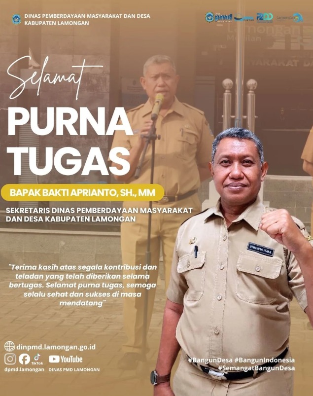Foto: SELAMAT PURNA TUGAS SEKRETARIS DINAS PMD KABUPATEN LAMONGAN BAPAK BAKTI APRIANTO, SH., MM.