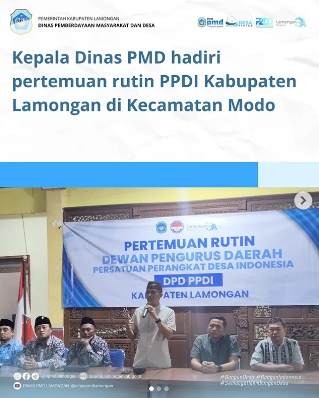 Foto: KEPALA DINAS PMD HADIRI PERTEMUAN RUTIN PPDI KABUPATEN LAMONGAN DI KECAMATAN MODO
