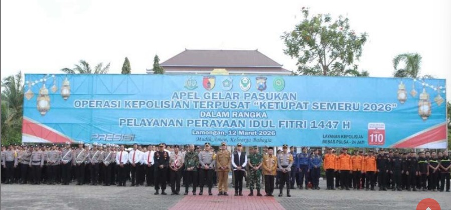 Foto: Apel Operasi Ketupat Semeru 2026 di Lamongan, Ribuan Personel Siap Amankan Mudik