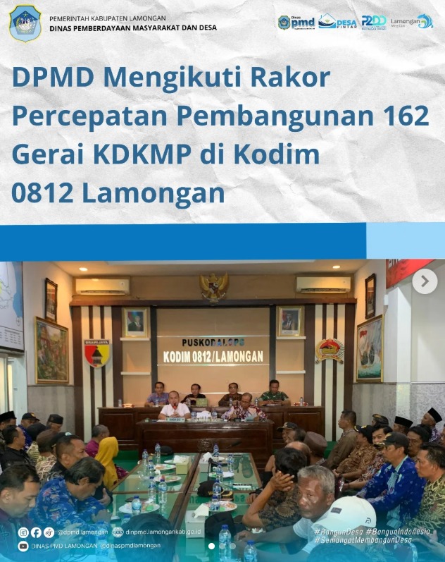 Foto: DPMD MENGIKUTI RAKOR PERCEPATAN PEMBANGUNAN 162 GERAI KDKMP DI KODIM 0821 LAMONGAN